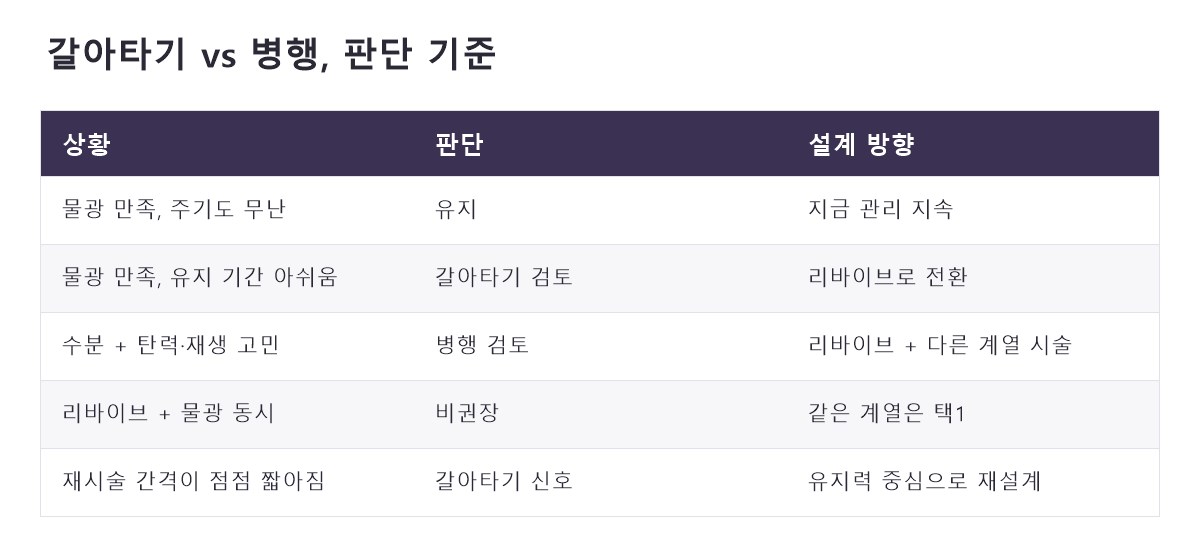 명동리바이브 비교 정리표